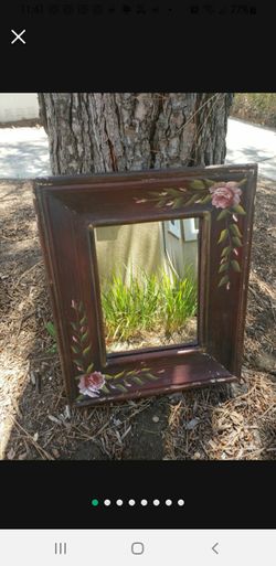 Shabby chic mirror, boho wooden mirror