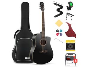 Donner Black Acoustic Guitar for Beginners