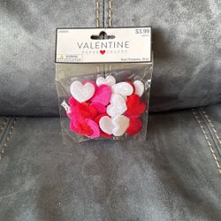 New In Package Valentine Paper Crafts Pink Red White Heart Pompoms 30 Pieces