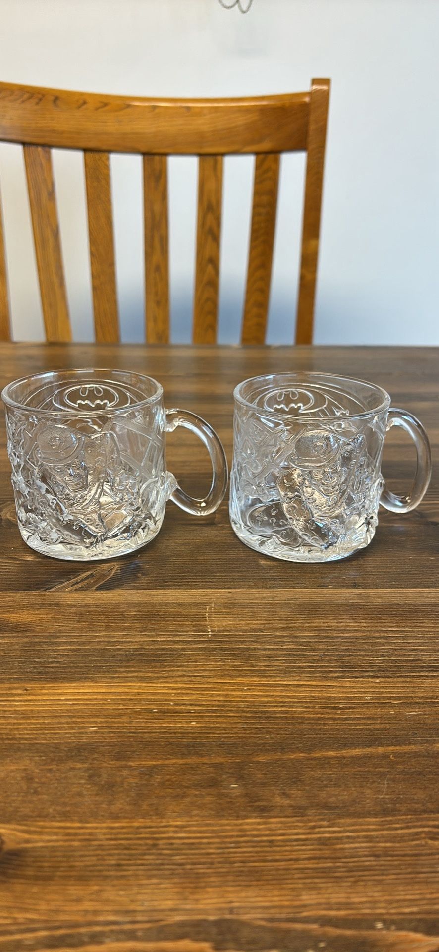 Set of 2 McDonald’s Batman Forever The Riddler 1995 DC Comics glass mug drinking cup 3”
