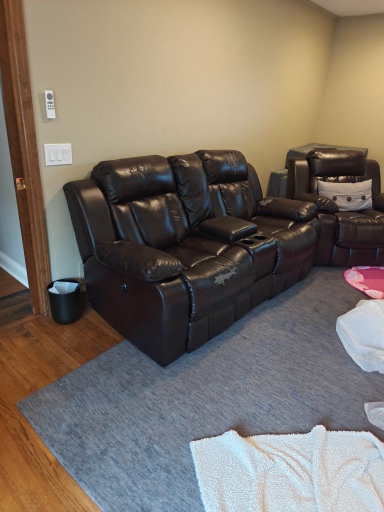 FREE! Leather Double Power Recliner