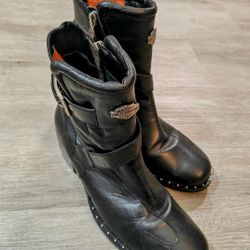 Harley Davidson Bella 84420 Black Leather Motorcycle Riding Boots  Womens SZ 7.5 
