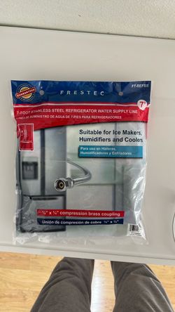 ⁠7-Foot Stainless Steel Refrigerator Water Supply Line Kit with Brass