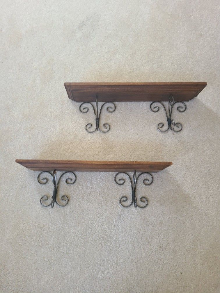 PB wall Plate Rack Shelf Ledge(set2)wood and iron
