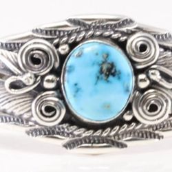 Signed Navajo Sterling Silver Bracelet Cuff