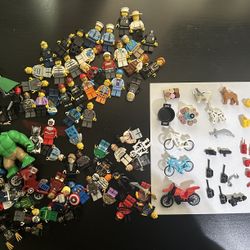 74 Lego Minifigures (at Least) And Accessories. Lego Batman, DC, Marvel, Avengers, Harry Potter, Lord Of The Rings, Ninjago, City And More