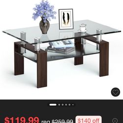 Rectangle Wood And Glass Coffee Table 