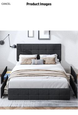Gray color queen size bed