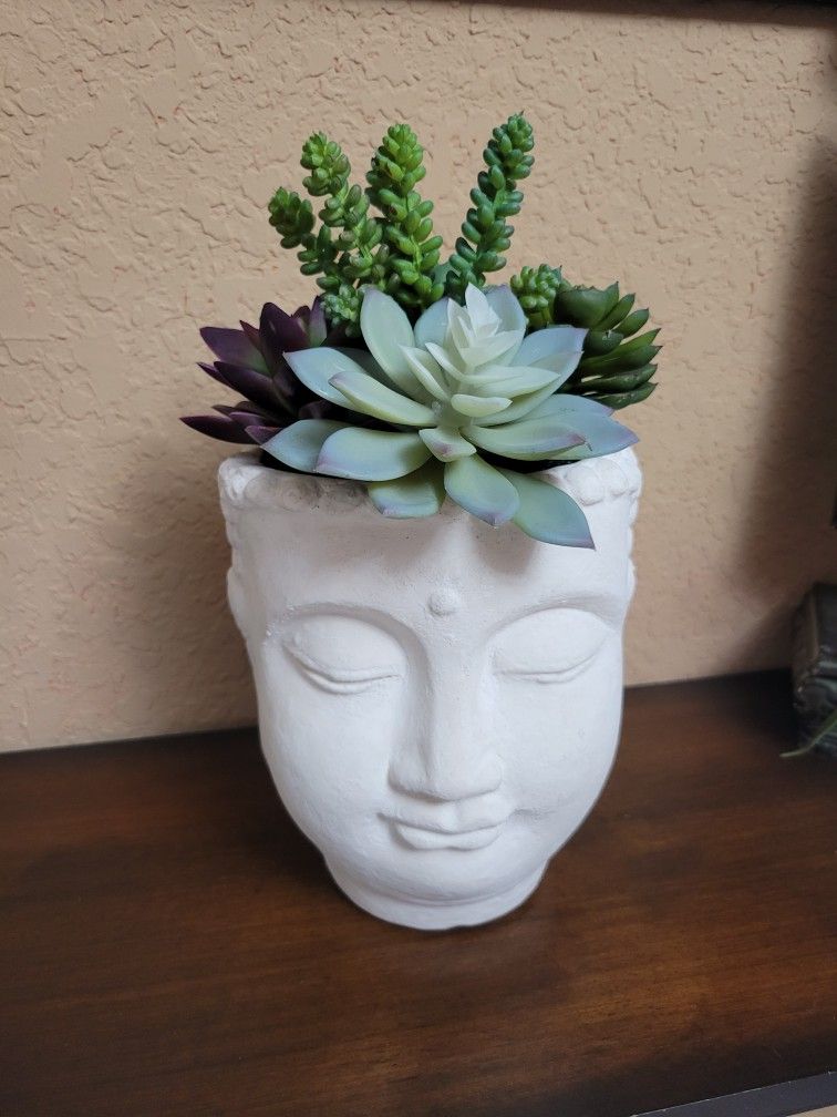 Concrete Buddha Head Planter Pot  /  Cement Pots