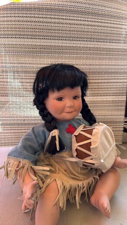 Porcelain Native American Girl Doll