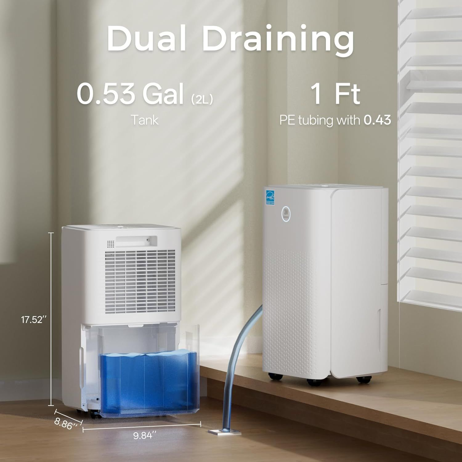 Ukoke 32 Pint Dehumidifier for 1750 Sq. Ft – Energy Star Most Efficient, Auto Drain, 3 Smart Modes, Quiet Operation,Portable Moisture Remover #1034DR9