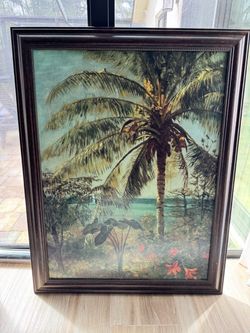 Large Framed Tropical Palm Tree Wall Art – 36” x 48”