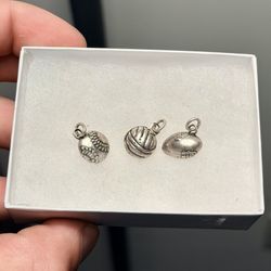 Awesome 😎 !! Sterling Silver Assorted Sports Ball Charms/Pendants !