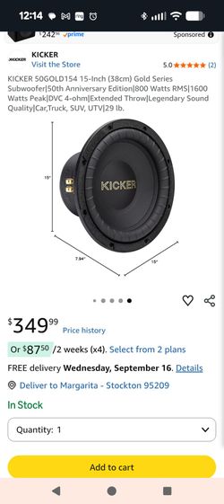 NEW Kicker 15inch Gold Series 50th Anniversary Subwoofers