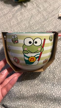 Sanrio Keroppi ceramic bowl with chopsticks new