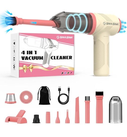 4-in-1 Small Car Vacuum Cleaner High Power Suction up to 15000PA. Blow, Inflated, Pump, Vacuum