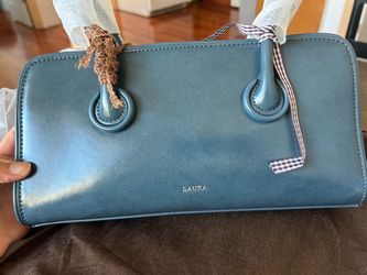 Blue Leather Top Handle and crossbody Handbag