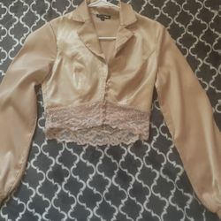 Fashion Nova Satin & Lace Crop Top - Size S