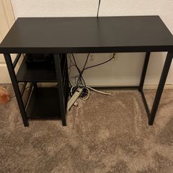 Black Desk With Two Shelves