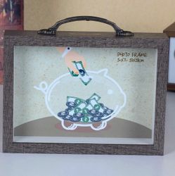 Home&me Wood 5x7 picture frame 5x7 inches Shadow Box Money Box Adult and Kids (Light / Deep Brown)
