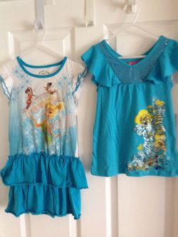 Girls tinker bell outfit. Girls flower surf shirt. 5T