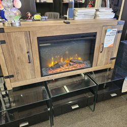 Tv Stand 55 " With Fired Place Electric Heather Oak Brown $299