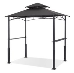 8x5 Grill Gazebo BBQ Shelter with 2 LED Lights, Dark Gray