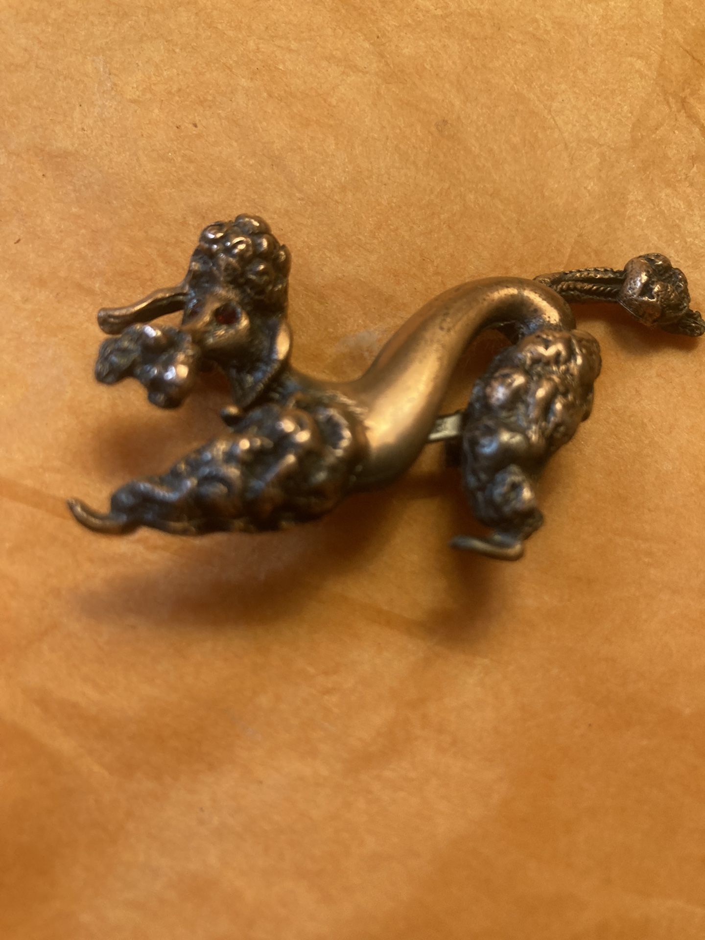 Vintage Mid Century Copper Poodle Broach