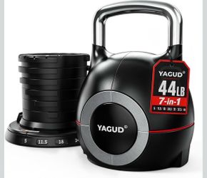 Yagud Adjustable Kettlebell, 22.5lbs/44lbs Kettlebell Set with 7 Levels Quick-Change Weights, Strength Training Equipment for Men/Women, Swings & Full