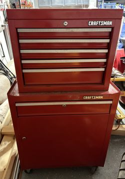Craftsman Rolling Red Tool Chest Cabinet Combo 6 Drawer Steel Box USA