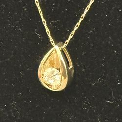14k Diamond Yellow Gold Chain And Charm 