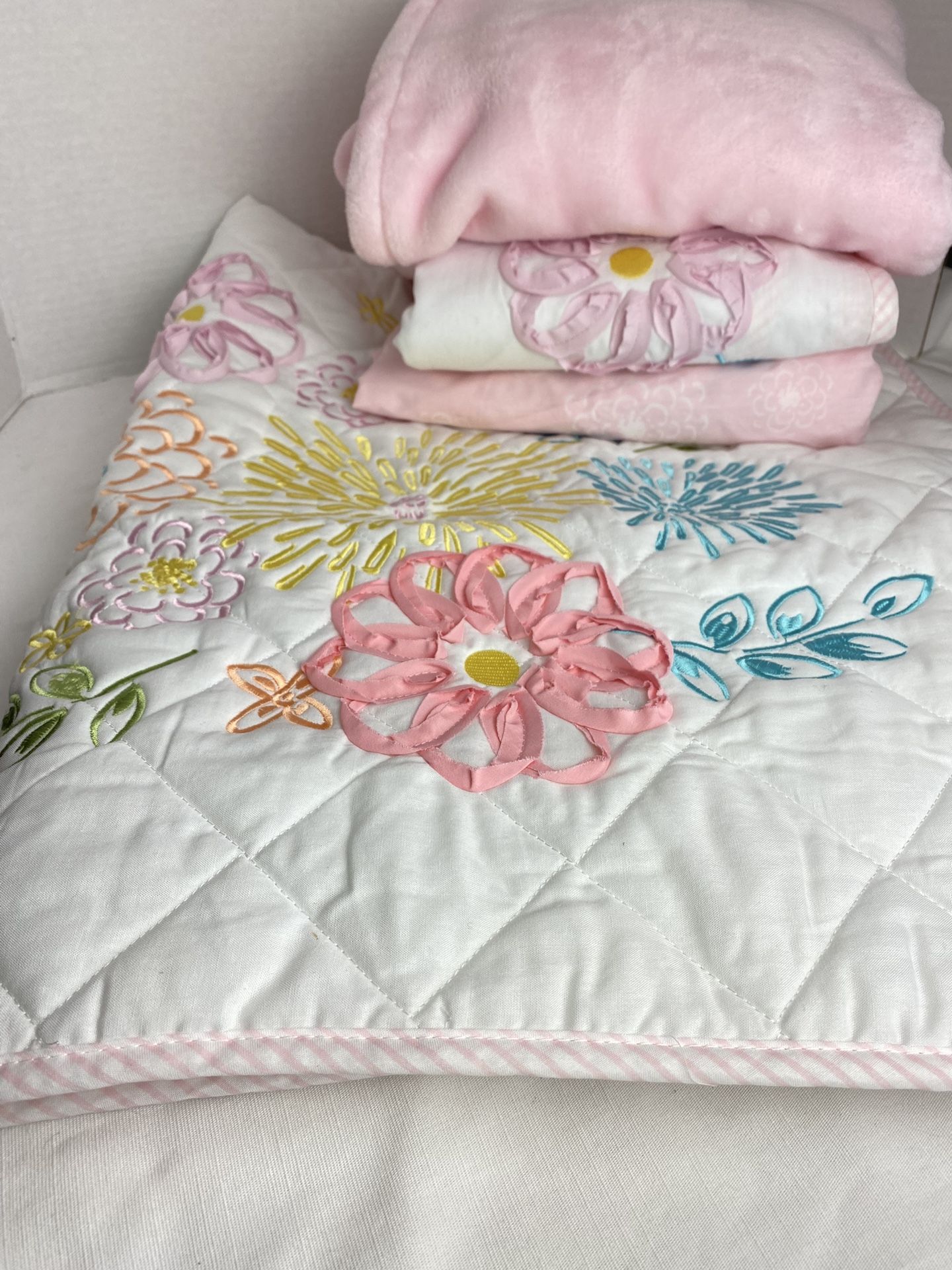 Baby Girl Crib Bedding Quilt Embroidery 