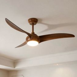 52" Ceiling Fan With LED Light Kit Remote Control Reversible DC Quiet Motor 6 Wind Speeds Levels 2 PCS Rod Adjust Height 3 PCS ABS Blades Fan Lamp Cei