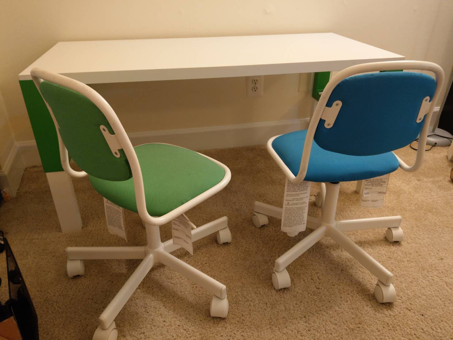 Ikea Pahl desk, Orfjall swival chairs