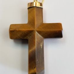 Tigers Eye Stone Cross 18kt. Top