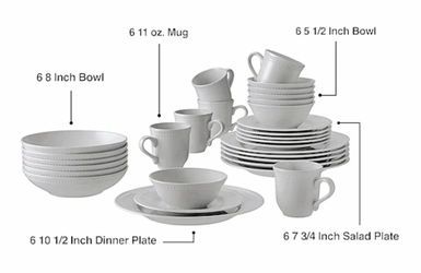 30-Piece Beige Dinnerware Set, Service for 6