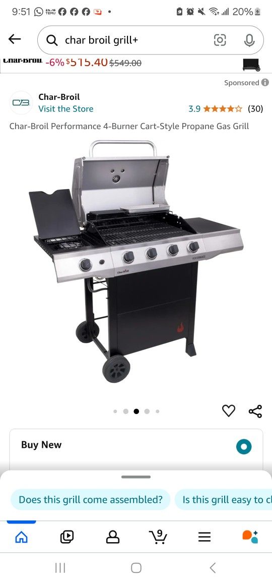 Char Broil Burner Gas Grill Brand New