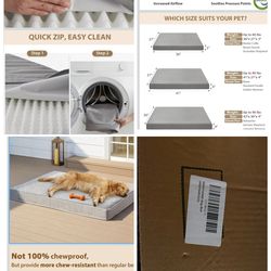 RPETHOME Indestructible Dog Beds for Large Dogs, Chew Proof Dogs Bed with Orthopedic Egg Foam, Outdoor Waterproof Pet Bed Mat with Washable Cover for 