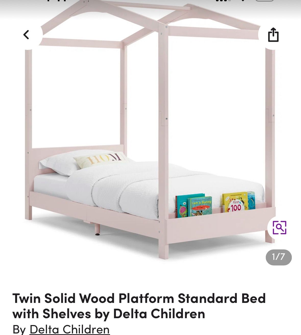Kids Furniture, Pink Twin Canopy Bed 