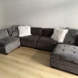 Gray Sectional Couch Sofa 