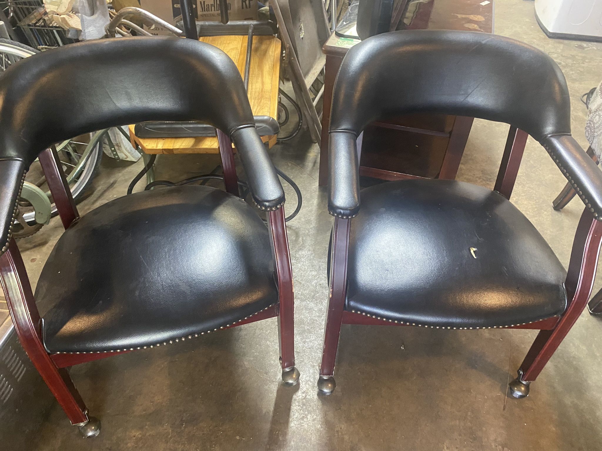 Set Of 2 Matching Vtg Chairs On Wheels 