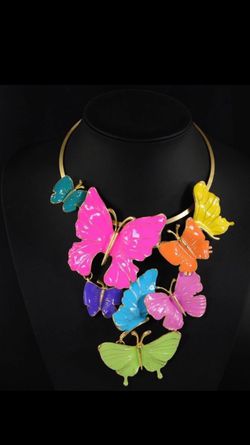 Multi colored butterfly necklace
