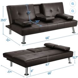 MULTIFUNCTIONAL  RECLINER COUCH SOFA CUM BED  WITH PILLOW  ND CUP HOLDER