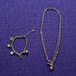 Monogram Necklace Bracelet Set