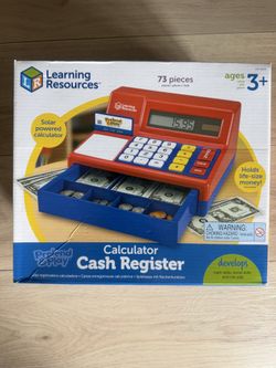 Interactive Kids Cash Register - 30 Bills, 40 Coins & Calculator Learning Fun