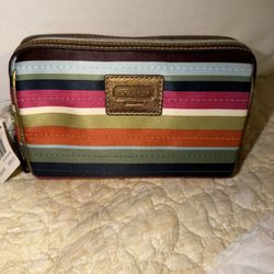 AUTHENTIC COACH LEGACY STRIPE COSMETIC BAG