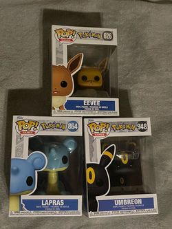 Eevee lapras and umbreon funko pops