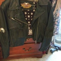 Womens Harley Riding leather Jacket Size Med.