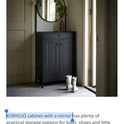 KORNSJÖ cabinet with a mirror Storage Cabinet Vanity Black Semi new 