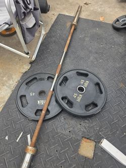45s and barbell